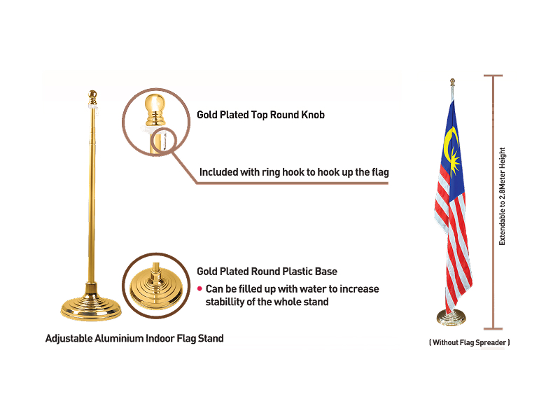 2.8 metres Adjustable Aluminium Indoor Flag Stand